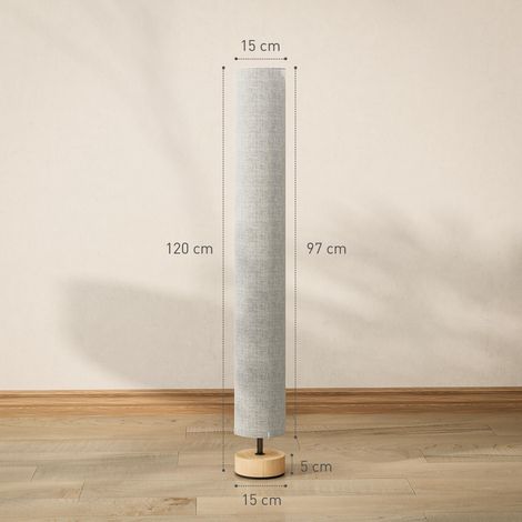 Lampadaire sur pied de salon avec abat-jour en lin, interrupteur à pied, 2 x douille E27, 120 cm, gris (1/5)