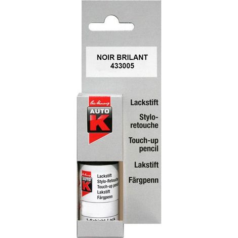 Stylo retouche peinture - AUTO K - Stylo retouche 9 ml - Noir brillant - Pinceau applicateur - Teintes STANDARD/RAL (1/3)