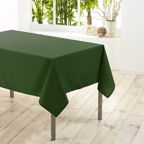 1 Nappe Rectangle, Polyester Uni, 140x250 cm, Kaki, Pour Table à Manger