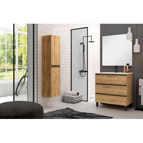 BATHME MADISON TOP Conjunto Completo Mueble 3 Cajones Roble Ostippo - Medida: 60 CMS - ref: CNB393RT+SA.LIECO6146+CNB20G