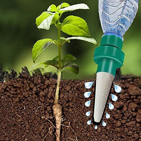 4 pièces pointes d'arrosage automatique pour plantes, appareils de jardin, piquets d'irrigation automatique, abreuvoir de vacances pour plantes en pot d'intérieur et d'extérieur, fleurs et légumes (1/5)
