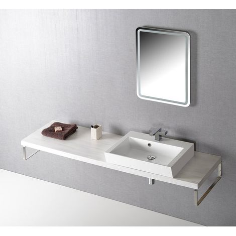 AVICE Plan de vasque MDF 180x50cm, épaisseur 5cm, chêne ancien (1/5)