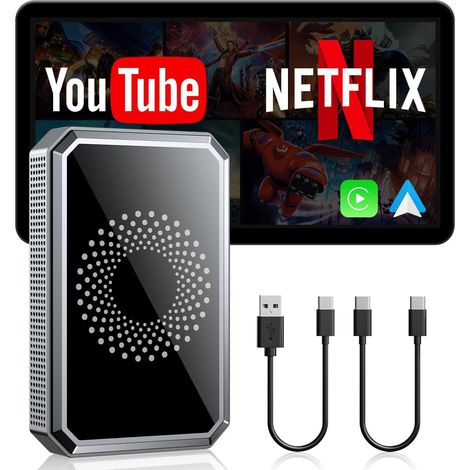 Adaptateur CarPlay sans fil, convertissez facilement CarPlay filaire en CarPlay sans fil. Compatible avec YouTube/Netflix/carte TF. Clé USB Plug & Play. 2+16G (1/5)