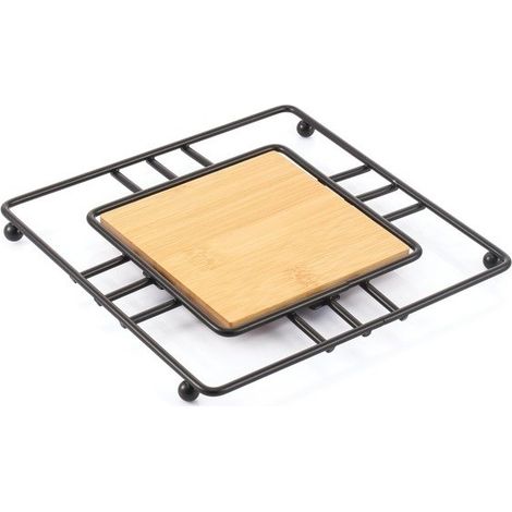 Dessous de plat Design industriel Bambou & Acier ELIE Noir mat MSV