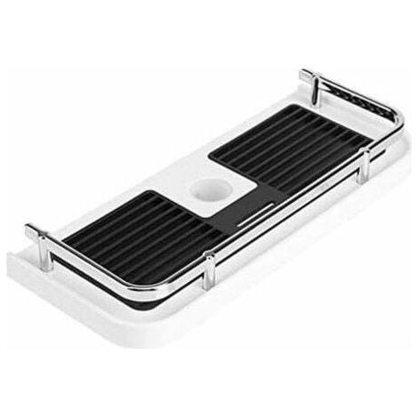 Sans Perçage étagère de Douche pour Rail de Douche, Réglable Tablette Barre de Douche, Organiseur de Salle de Bain pour Shampooing Pour 22-25mm Rail- (1/4)