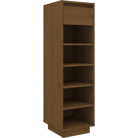Maison Exclusive - Zapatero de madera maciza pino marrón miel 30x (1/5)