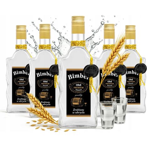 5 botellas de vidrio FALA de 500 ml decoradas para regalo de boda de licor Monsieur (1/5)