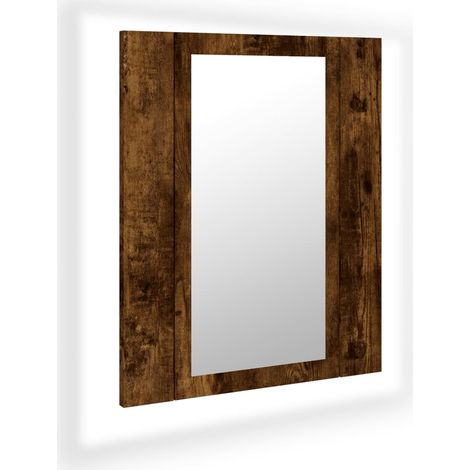Armoire à miroir LED de salle de bain chêne fumé 40x12x45 (1/5)