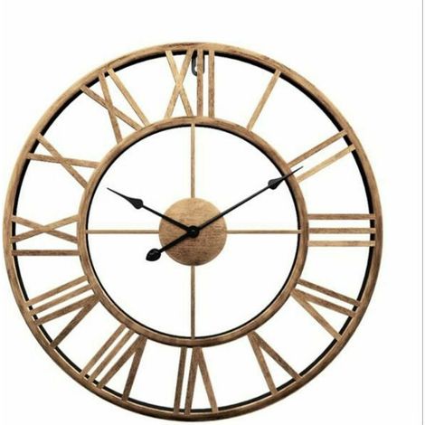 royaluxe - horloge murale design rétro en fer forgé horloge romaine simple horloge silencieuse décoration salon créative en fer cadeaux (1/4)