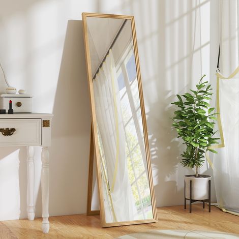 Miroir pleine longueur avec support - autoportant - 40 cm x 150 cm - naturel - Installation facile