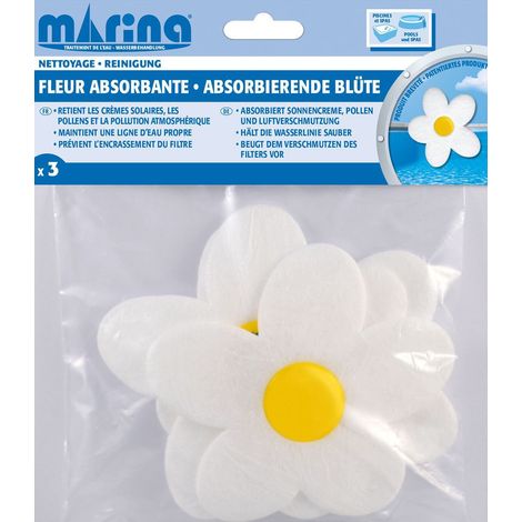 Fleur absorbante pour piscine - MARINA - Lot de 3 - Absorbe crèmes solaires - Maintient ligne d'eau propre - Préserve filtre (1/4)