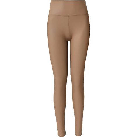 Damen Lederhose Leder Leggings Lederimität Jeggings Hohe Taille Leather Strumpfhose S/M Dunkelbeige