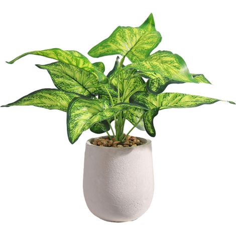 Planta artificial, follaje tropical, maceta de cerámica, decoración de interiores, sala de estar/oficina (1/5)