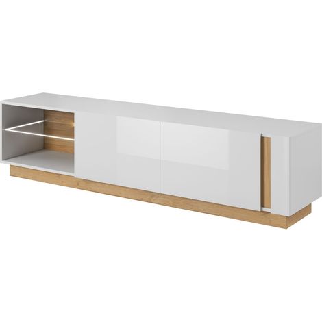 Mobile TV, Bianco + Bianco lucido + Rovere Grandson, 187,5 x 45,5 x 40 cm (1/5)