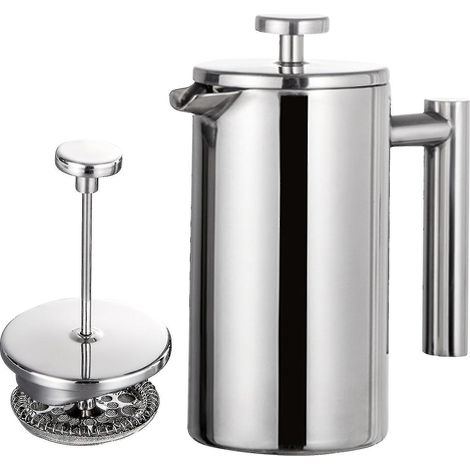 Cafetière en acier inoxydable 350 ml/800 ml/1000 ml avec verseuse à piston, cafetière à double paroi isolée BY-WELLNGS (1/4)