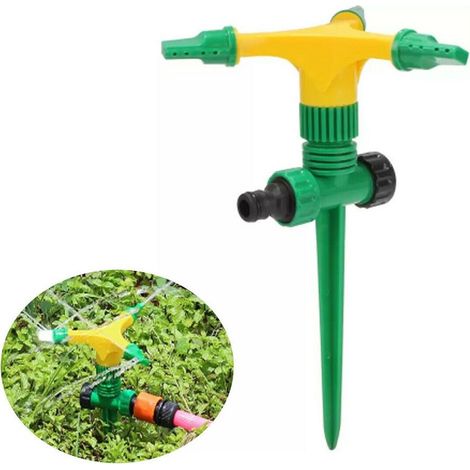 TrAdE Shop Traesio - Irrigatore Giardino Spruzzatore Prato Picchetto Puntale 3 Braccia 360° Annaffia - (1/4)