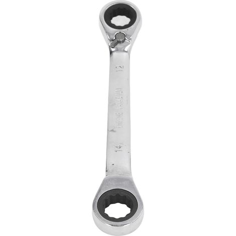Clé à cliquet double, 12-14 mm, 72 dents en acier au chrome-vanadium, adaptée à la réparation automobile.
