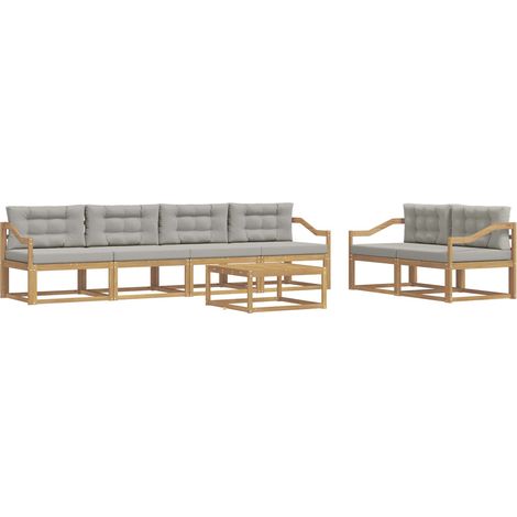 Conjunto de sofás de exterior 6 uds. Blanco y Gris Claro vidaXL (1/5)