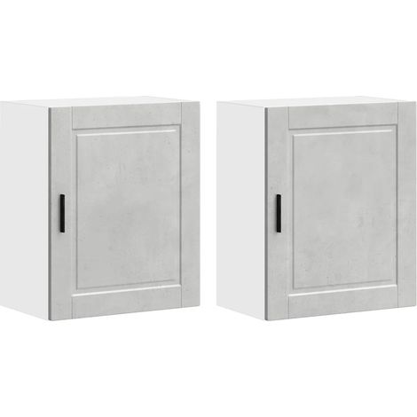 Set di 2 armadietti pensili da cucina 50 x 31 x 60 cm pratico spazio di archiviazione design pulito in legno ingegnerizzato grigio cemento 020050351