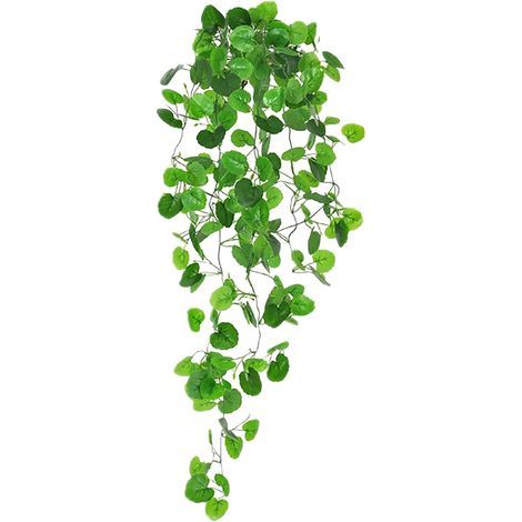 2 pc Plantes Suspendues Artificielles (sans Paniers) pour Murale Intérieure Et Extérieure, Suspension Artificielle Faux Radis Vert Vigne Vigne Décoration Murale Tenture Murale (1/5)