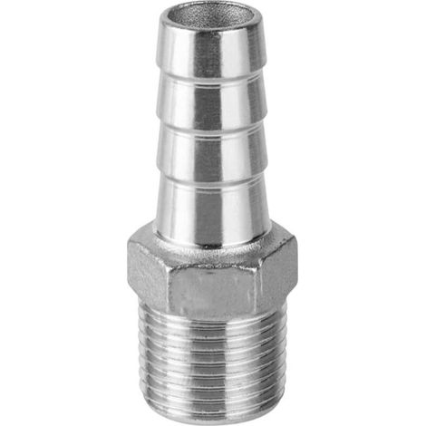 Raccord de Queue de Tuyau Cannelé 12 mm en Acier Inoxydable 304, Adaptateur pour Tuyau d'Arrosage (1/4)