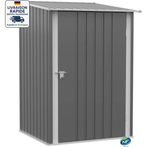 Modfu – Abri de jardin métal 0,92 m² – Acier galvanisé avec revêtement résistant – Toit incliné pour évacuation des eaux – Porte verrouillable (1/5)