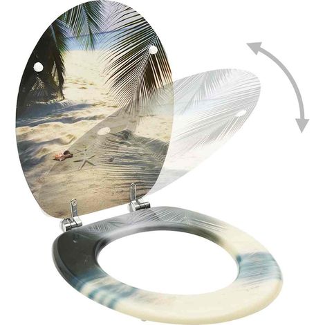 Siège de toilette avec couvercle MDF Design de plage