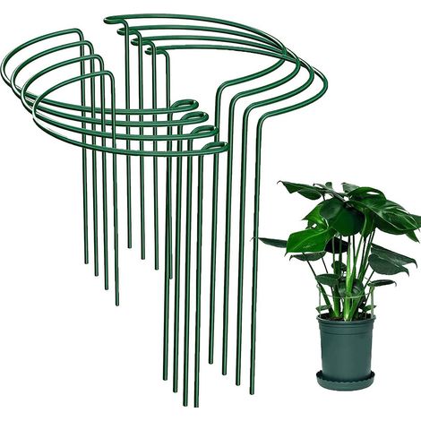 8Pcs Tuteur pour Plante 25cm x 40cm, Aidez Vos Plantes à Pousser, Supports de Jardin en Métal, Anneau de Support de Plantes de Jardin Vert (1/5)