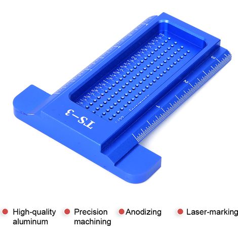 Règle de traçage mini en alliage d'aluminium TS-3, outil de mesure pour menuiserie, accessoire de quincaillerie, bleu (1/5)