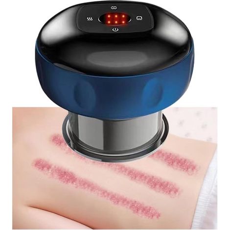 Kabelloses Massagegerät mit Schröpf- und Gua-Sha-Funktion – 6 Stufen – Einstellbare Wärme – Tragbar – Für Rücken, Schultern und Beine – Blau (1/5)