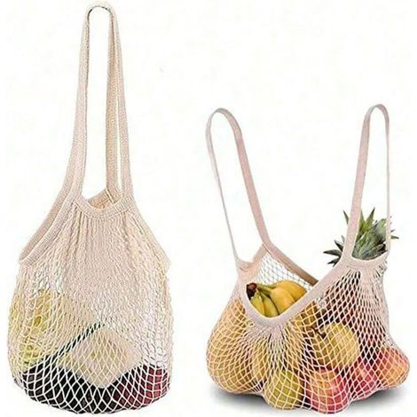 1 pc Sac de courses en maille réutilisable portable, lavable, sac de shopping en corde, grande capacité, organisateur pour la maison, les voyages, les vacances, rangement de maquillage (1/4)
