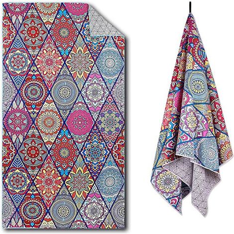 Serviette de plage XXL double face, 80 x 160 cm, en microfibre à séchage rapide avec poche, anti-sable et ultralégère, idéale pour les voyages. (1/5)