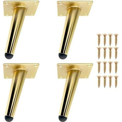 Lot de 4 12cm Pieds de Meubles Pied de Table Doré Incliné en Métal Durable, Jambe de Table, Pieds de Canapé pour Remplacer ou Ajuster la Hauteur des Tables de Chevet, Canapé, Meubles TV, Fauteuil etc (1/5)