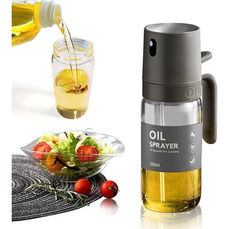 Vaporisateur d'huile de cuisson, flacon pulvérisateur en verre de 250 ml (8,5 oz), distributeur d'huile d'olive, accessoire de cuisine pour friteuse à air chaud et salades, idéal pour la préparation d (1/5)