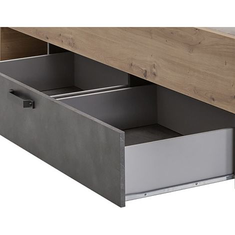 Ausziehbare Schublade für Einzelbett elegant zementfarben