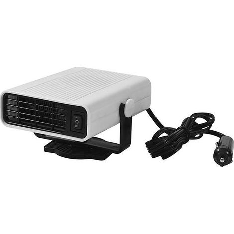 Chauffage de voiture portable 12 V 150 W, rotatif à 360°, avec ventilateur 2 en 1 et système de refroidissement intégré, blanc. (1/4)