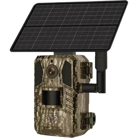 Caméra Faune Sauvage Caméra De Chasse Solaire 14mp 4G, Carte SIM IP66, Étanche 20M, Détection Mouvement PIR, for La Faune, Vision Nocturne IR Surveillance Fiable Précise(4G Camera Add 32G) (1/5)