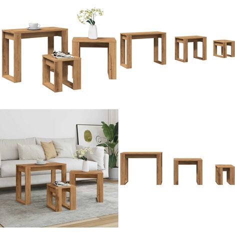 vidaXL Satztische 3 Stk. Artisan-Eiche Holzwerkstoff (1/5)