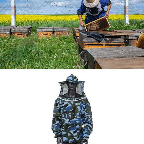 Imker-Schutzjacke mit abnehmbarem Schleier, Ozeanblau