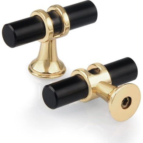 Lot de 10 Boutons de NoirTiroir Monotrou en T,Moderne Poignée T Armoire Porte Alliage de Zinc Unique Trou Boutons pour Cuisine Meuble Armoire Placard