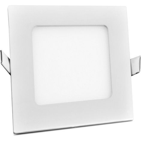 Spot LED encastré carré blanc alu 6W 3000K Polux 303462 (1/5)