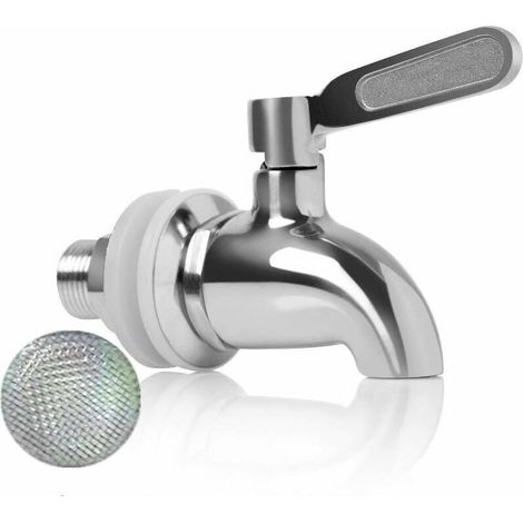 Ersatz-Wasserhahn für Getränkespender, Edelstahl-Wasserhahn für Wein und Bier oder Getränkefass, verschleißfest, 16-mm-Ersatzhahn für Spender (1/5)