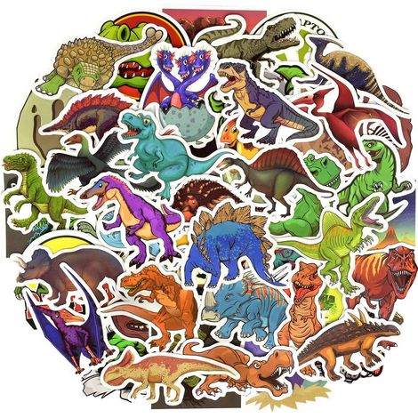 BEBUSINGOTO 50 feuilles Autocollants pour enfants Autocollants de dinosaures pour bouteilles Autocollants imperméables pour adolescents Garçons Filles (Dinosaure) (1/5)