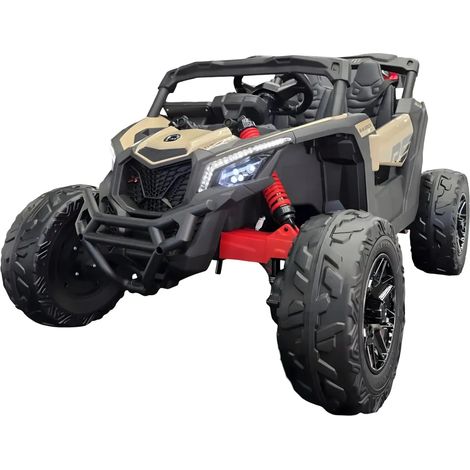 Auto Buggy Elettrico Fuoristrada per Bambini 12V Cachi Telecomando