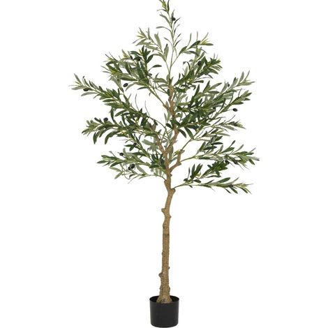 CHICFURN olivo artificial 150 cm de plástico verde en maceta estable para interior (1/5)
