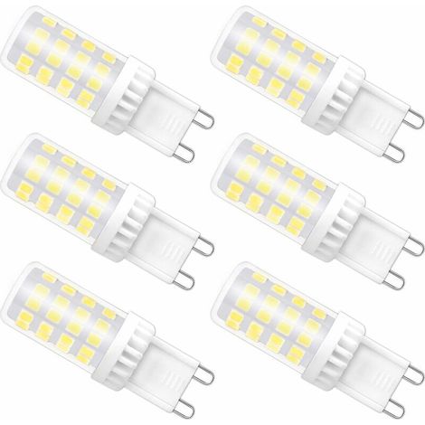 Ampoule LED G9 non dimmable, 4 W équivalent à une ampoule halogène de 40 W, blanc froid 6000 K, 480 lm, 220 V, angle de diffusion de 360°, 51 LED SMD 2835, lot de 6 (1/3)