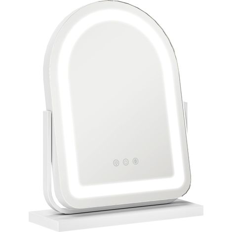 Miroir de maquillage LED, blanc, 33 x 12 x 44,5 cm, réglable, éclairage LED, pour salle de bain chambre, maquillage précis
