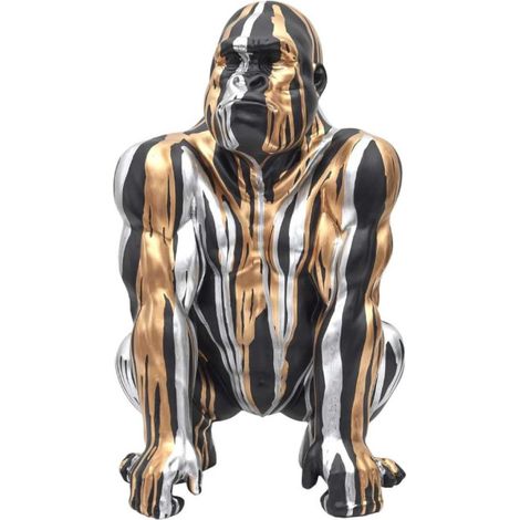 Statuette Déco Gorille "Coulure" 45cm Noir (1/4)