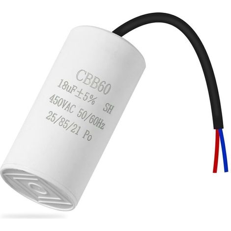 CBB60 45v 18uf 50/60HZ condensateur de démarrage, condensateur de moteur, condensateur de moteur, condensateur microfarad avec fil (1/5)
