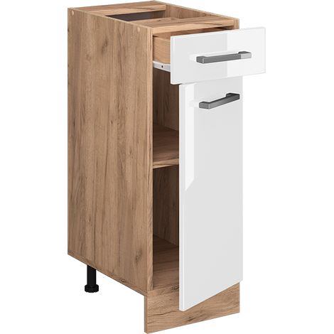 Mobiletto base per cucina R-Line, Bianco lucido, 30 cm senza piano di lavoro, Vicco (1/4)